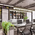 Public Office Space With Open Design Green Plants Staircase And Comfortable Seating