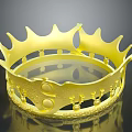 Golden Crown Sculpture with Intricate Carved Details and Spiked Edges