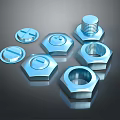 Hardware Tools Metal Bolts and Nuts with Hexagonal Shapes and Shiny Finishes