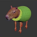 Adorable Capybara Wearing Green Avocado Shell Looking Funny In Studio Shot