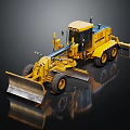 Yellow Motor Grader Construction Equipment With Front Blade And Large Wheels