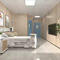 Modern Hospital Room Interior With Medical Bed TV Plants And Wooden Walls