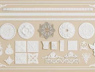 European-style Gypsum Carved Combination 3d model