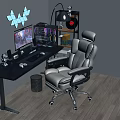 Ergonomic Gray High Back Office Chair With Headrest For Gaming Desk Setup