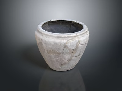 Hand Carved Clay Pot Sculpture With Textured Surface And Rustic Design 3d model