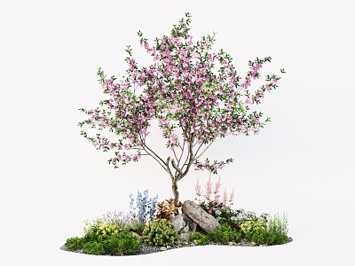 Modern Landscape Plant Flower Mirror Peach Tree Cherry Trees Trees Flowers and Grasses Landscaping Stone 3d model