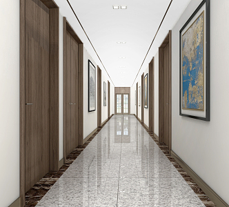 Modern aisle office corridor 3d model