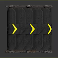 Gray Metal Equipment Plate With Yellow Arrows Rusty Bolts And Holes