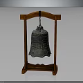 Elegant Classic Decorative Ornament Set with Wooden Frame and Bronze Bell Featuring Intricate Patterns