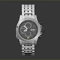 White Chain Strap Analog Watch With Grey Multifunctional Dial And Modern Sporty Design