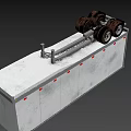 White Cargo Trailer With Stained Metal Surface And Dual Wheels