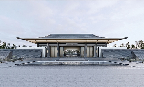 New Chinese Sales Office Building Sales Office 3d model