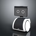 Modern Service Robot With Screen Eyes And Black White Wheel Design
