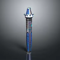 Futuristic Sci-Fi Weapon With Long Cylindrical Body Blue Black Metallic Design And Spiked Top