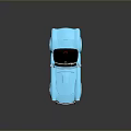 Blue Classic Convertible Sports Car With Shiny Body And Chrome Details