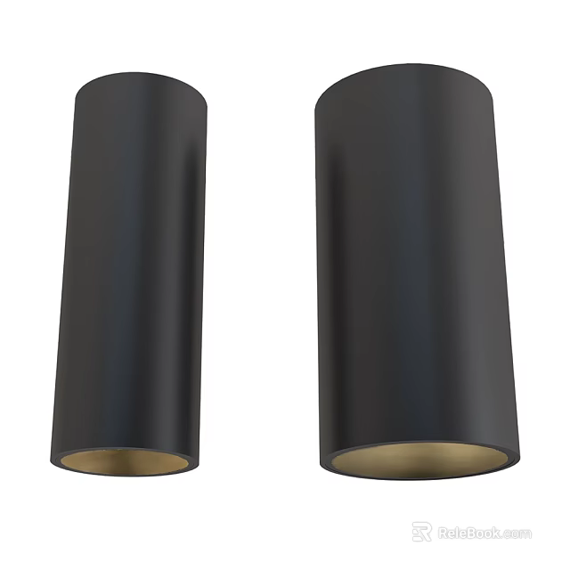 Black Cylindrical Downlight Spotlights with Golden Base for Modern Home Interior Lighting 3d model 