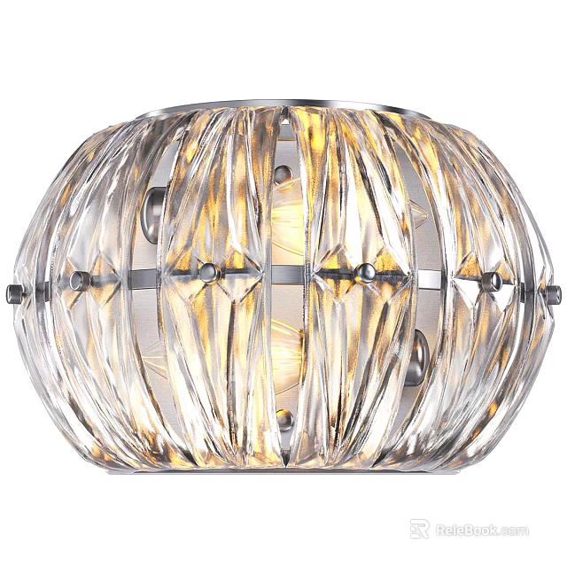 Transparent Crystal Spherical Wall Light With Metal Frame And Bright Illumination Design 3d model 