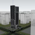 Modern High Rise Hotel Building With Glass Curtain Walls Street Vehicles And Exterior Lighting