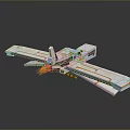3D Rendered Futuristic White Orange Aircraft With Long Wings And Flame Thrusters
