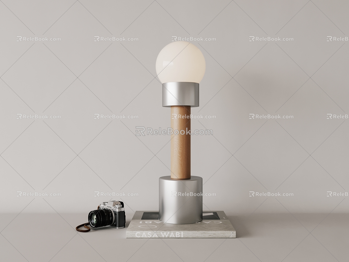 Metal solid wood table lamp 3d model