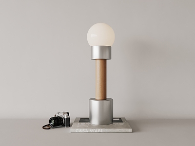 Metal solid wood table lamp 3d model