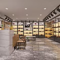 Modern Footwear Specialty Store Interior With Shoe Display Shelves And Retail Layout