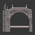Detailed Arched Bridge Model With Stone Abutments And Intricate Metal Framework
