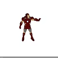 Iron Man Superhero in Red Armor with Glowing Eyes Arc Reactor and Outstretched Hand
