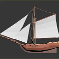 Orange Hull Sailing Boat Model With White Sails And Wooden Structure For