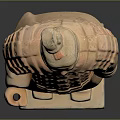 Ancient Terracotta Sculpture of Standing Soldier With Intricate Armor And Pedestal Base