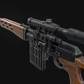 Classic Bolt Action Rifle With Wooden Stock Black Barrel And Scope