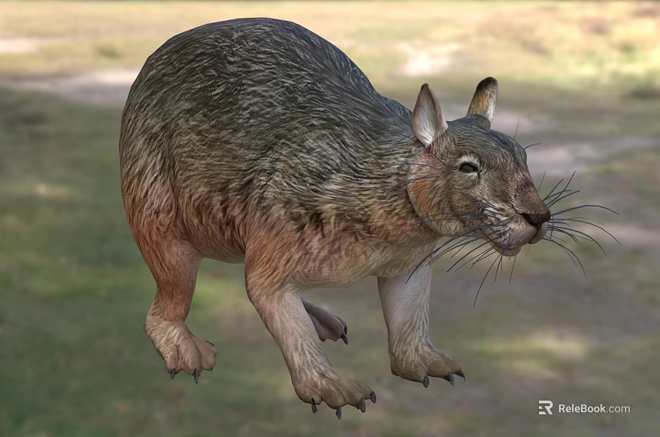 Brown Scaled Reptile With Claws And Erect Ears In Natural Environment 3d model 
