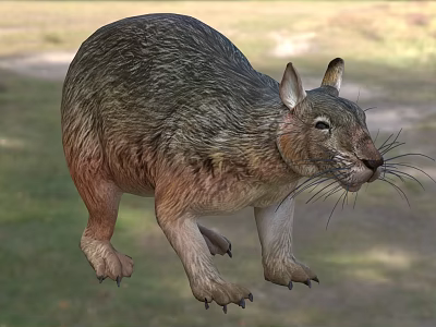 Brown Scaled Reptile With Claws And Erect Ears In Natural Environment 3d model