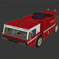 Red and White Fire Truck with Black Firefighting Equipment on Top and Shiny Surfaces