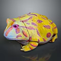 Colorful Yellow Frog Stuffed Toy With Pink And Orange Spots And Textured Surface