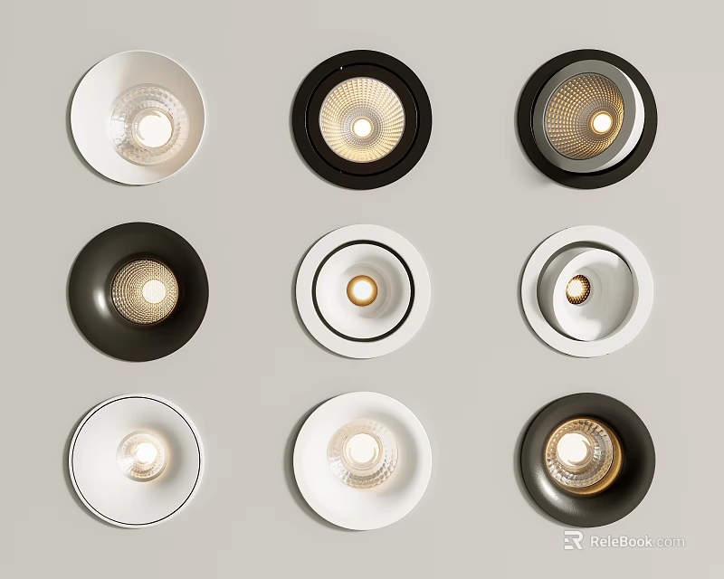 Modern Downlights And Spotlights With Various Color Options And Sleek Designs 3d model 