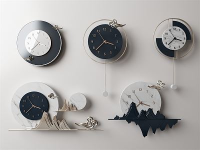 New Chinese Clock Wall Decoration Pendant 3d model