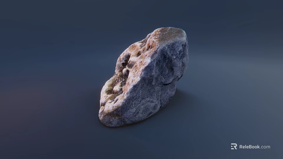 Natural Stone With Rough Surface And Gray Brown Color On Dark Background 3d model 
