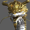 Majestic Golden Dragon With Long Body Golden Scales And White Underbelly Standing On Black Rock