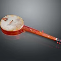 Traditional Chinese Musical Instrument With Round Soundbox Red Wooden Body Wooden Neck Strings And Tuning Pegs