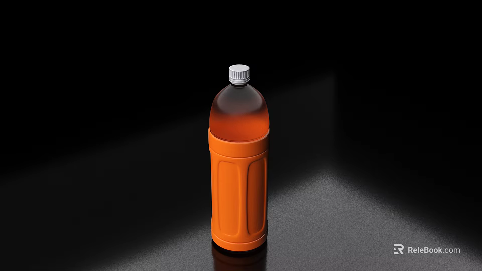Orange Beverage Bottle With White Cap And Orange Liquid On Smooth Surface 3d model 