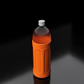 Orange Beverage Bottle With White Cap And Orange Liquid On Smooth Surface