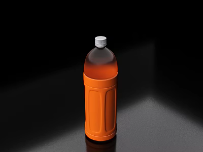 Orange Beverage Bottle With White Cap And Orange Liquid On Smooth Surface 3d model