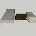 Modern Round Stools In Living Room With Sofa And Coffee Table 3d model