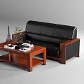 Modern Black Leather Sofa Coffee Table Set With Wooden Frame Side Tables Decorative Books