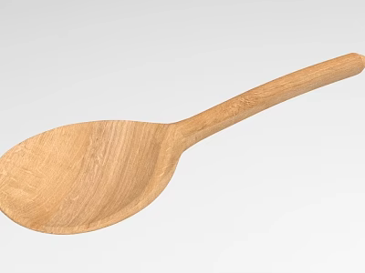 Natural Wooden Spoon With Long Handle And Smooth Round Bowl For Cooking Utensil 3d model