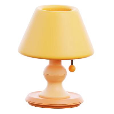 Yellow Table Lamp With Cute Design And Round Base For Home Decor 3d model