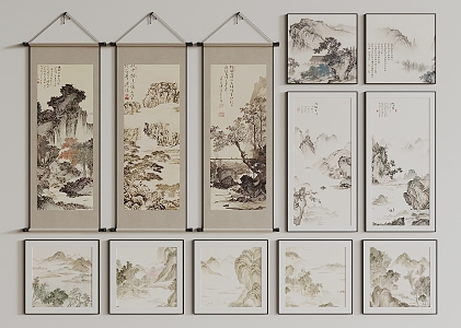 New Chinese Hanging Paintings 3d model