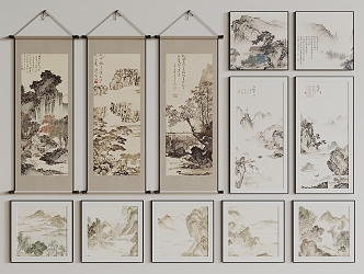 New Chinese Hanging Paintings 3d model