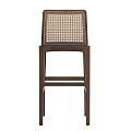 Modern Bar Stools With Woven Rattan Backrest And Wooden Legs Design